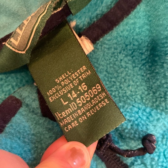L.L bean fleece zip up jacket kids size 14-16 large play condition camping - Picture 8 of 11